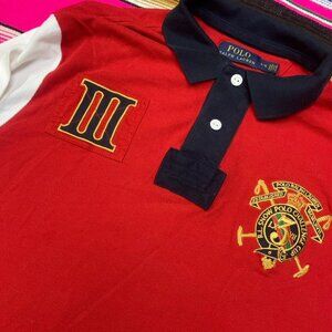 Polo Ralph Lauren Snow Challenge Cup Rugby Shirt Men's L Red White Long Sleeve